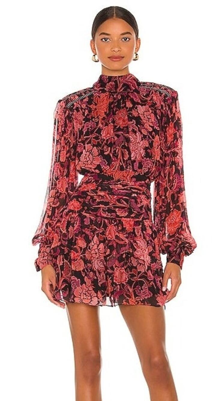 HEMANT AND NANDITA Crimson Ruched Dress Size XXS NWT